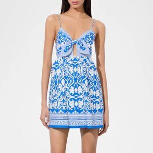 Alice + Olivia 'Melvina' Linen-Blend Dress, Soiree True Blue
